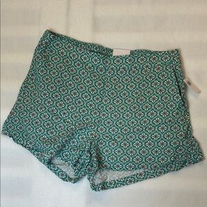 Old Navy Playa Shorts XL Green Floral Print Elastic Waist Lightweight Boho